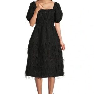 ANTONIO MELANI Black Textured Midi Dress